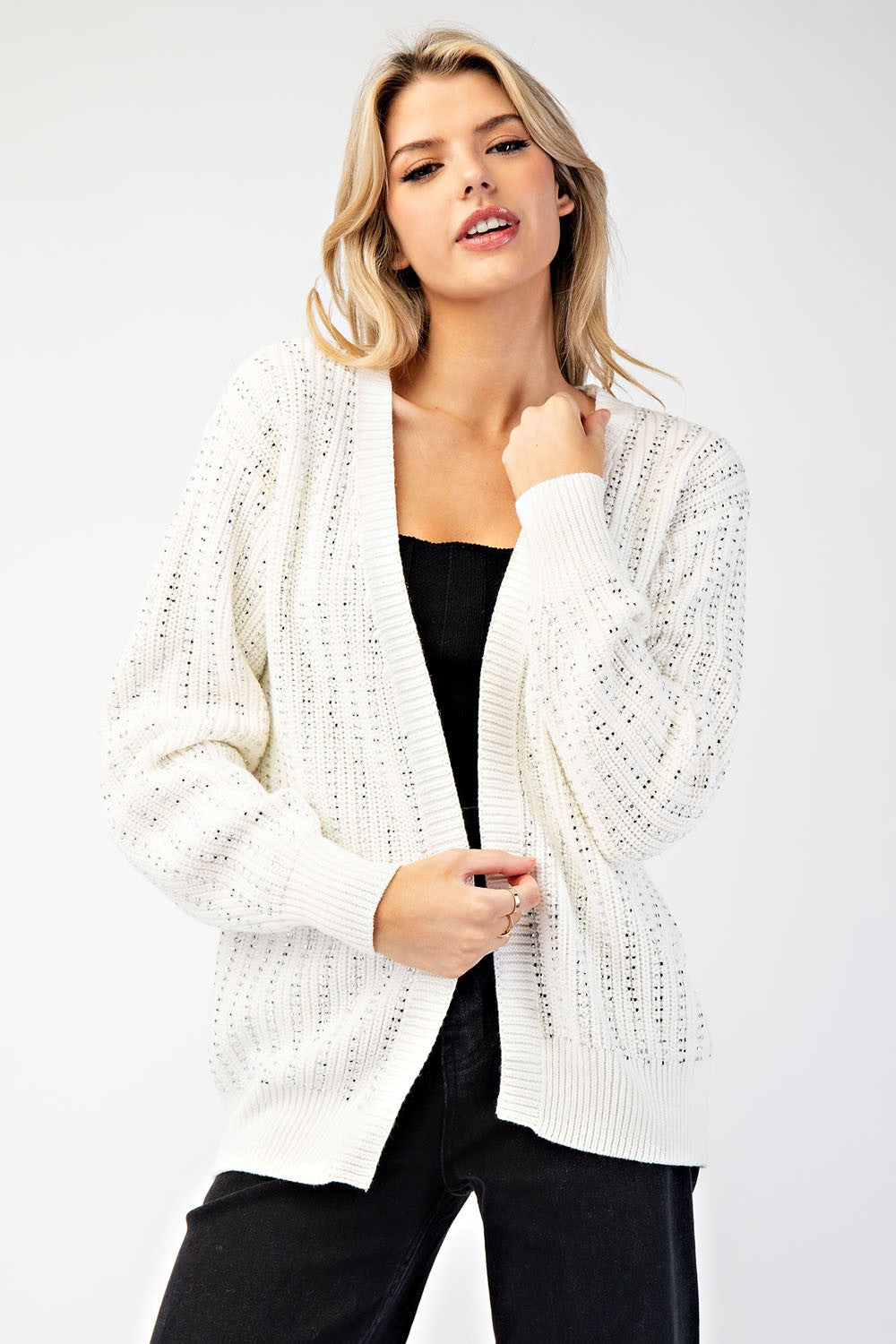 EE RHINESTONE DETAIL CARDIGAN