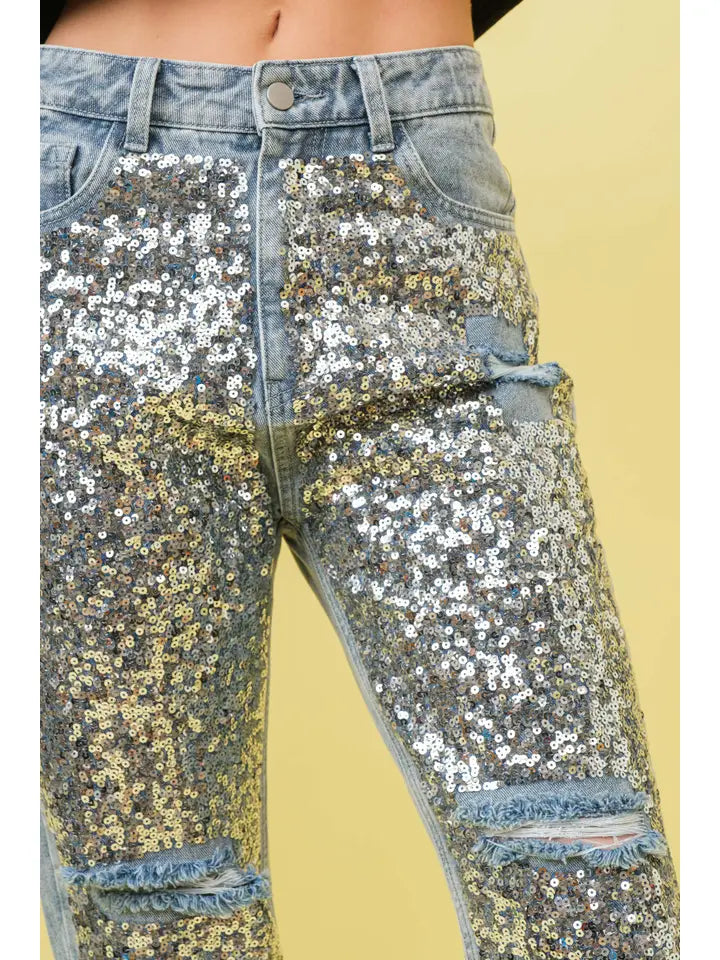 DD SEQUIN FRONT DENIM JEAN