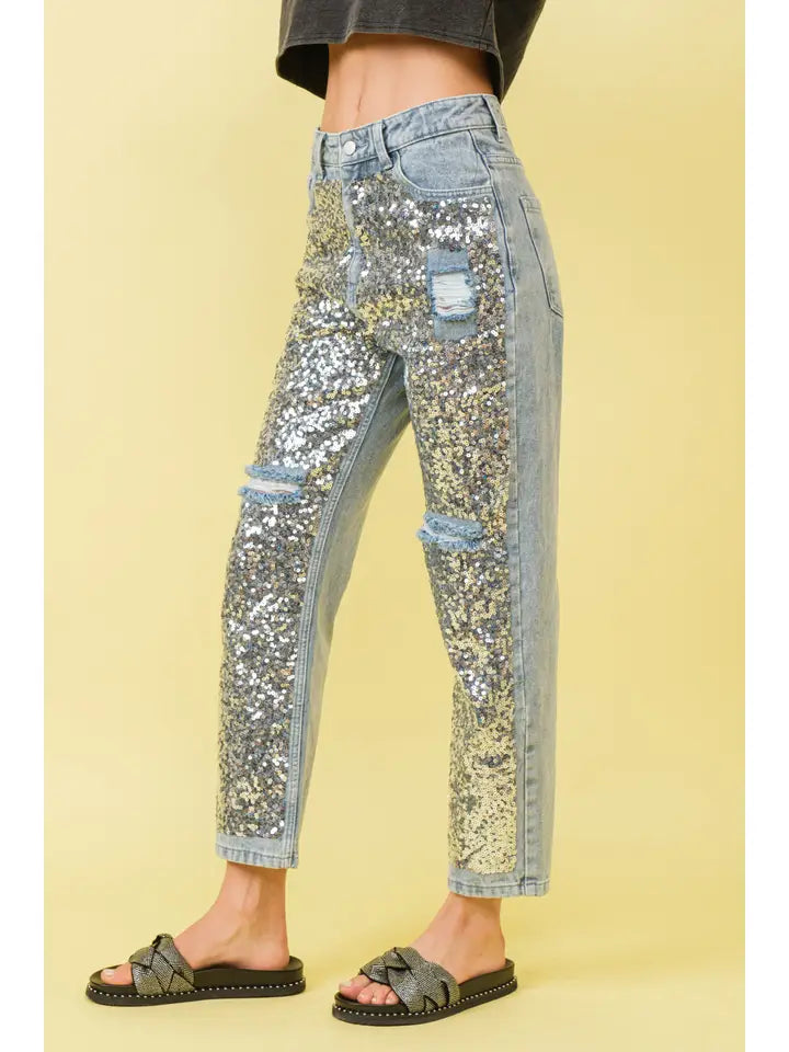 DD SEQUIN FRONT DENIM JEAN